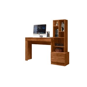 Escrivaninha Office Lion Com Biblioteca Teca Supremo - Ninho Decor