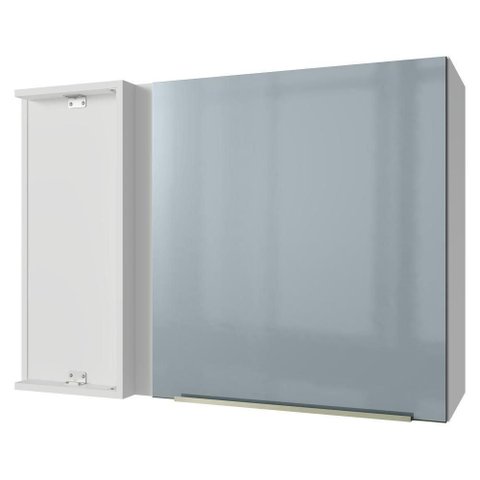 Armário Aéreo de Canto 1 Porta Branco/cinza Lux Madesa Branco/cinza