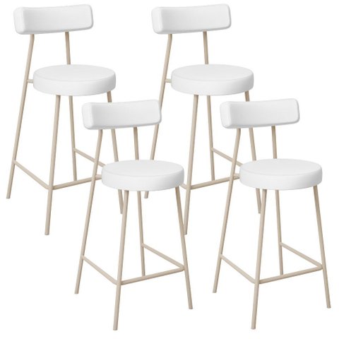 Kit 04 Banquetas Baixa Cozinha Sala Jantar Bancada Milão Arena L02 Facto Branco - lyam decor