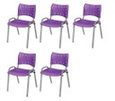 Ver imagem 2 de Cadeira Iso Base Cinza, Igreja, Escola, Escritório -violeta Kit 5 Peças