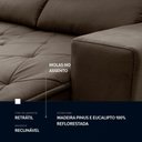 Ver imagem 6 de Sofá Retrátil Reclinável Belga 1,80m Suede Velut Marrom Molas no Assento