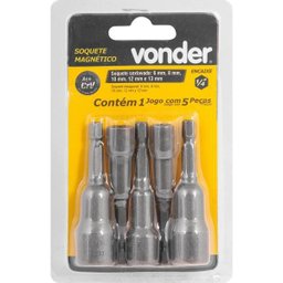 Jogo Soquete Magnetico Milímetro com 5 peças - Vonder - 1