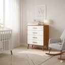 Ver imagem 1 de Comoda Gaveteiro Infantil Isis 4 Gavetas Branco Acetinado Savana Pés Retrô P/ Quarto do Bebê - Reller
