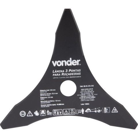 Lâmina 3 Pontas para Roçadeira 255x25,4x3,0mm - Vonder