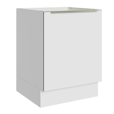 Balcão Madesa Lux 60 cm 1 Porta (Sem Tampo) Branco/Branco Veludo