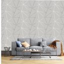 Ver imagem 3 de Papel de Parede Geométrico Mescla Silver para Quarto e Sala 1mx40cm