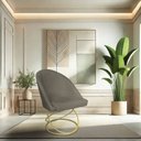 Ver imagem 2 de Cadeira Poltrona de Jantar Bela Suede Marrom Rato Base Metálica Luxo Dourado - Pallazio