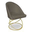 Ver imagem 1 de Cadeira Poltrona de Jantar Bela Suede Marrom Rato Base Metálica Luxo Dourado - Pallazio