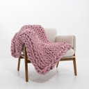 Ver imagem 1 de Manta Peseira de Tricot Solteiro/sofá 0,60x1,50m, Cor Rosé - Magma Cotton