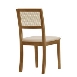 Kit 2 Cadeiras de Jantar Estofada Veludo Rubi Madeira Maciça:bege - 4