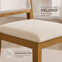Ver imagem 4 de Kit 2 Cadeiras de Jantar Estofada Veludo Rubi Madeira Maciça:Bege