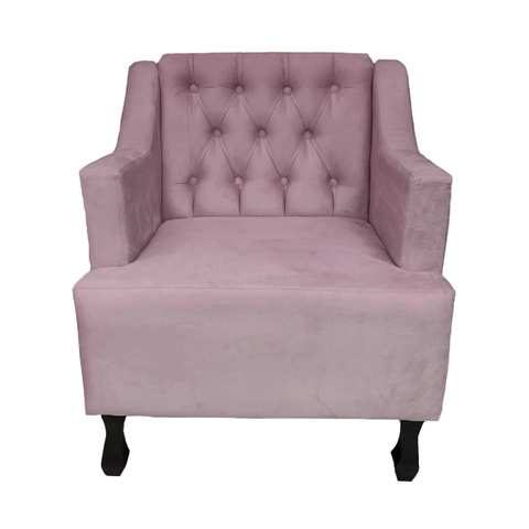 Poltrona Estofada Para Hall de Entrada Genesis Suede Rose LM DECOR