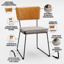 Ver imagem 4 de Kit 06 Cadeiras Decorativas Sala De Jantar Allana L02 Couríssimo Whisky Linho Bege - Lyam Decor