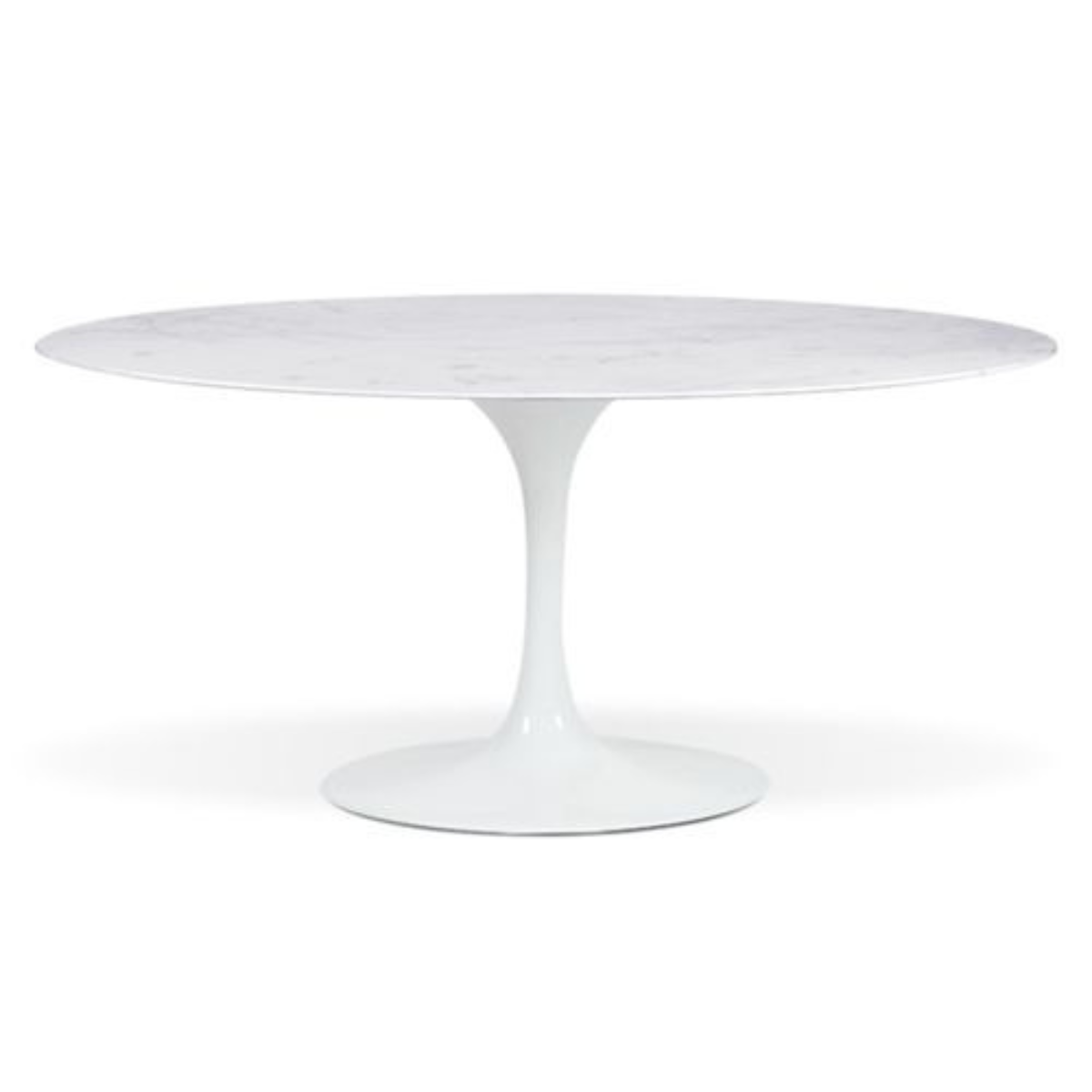 Mesa de Jantar Saarinen Oval 244x137 Cm Mármore Branco Extra Base Branca Linn Design Mesa de Jantar