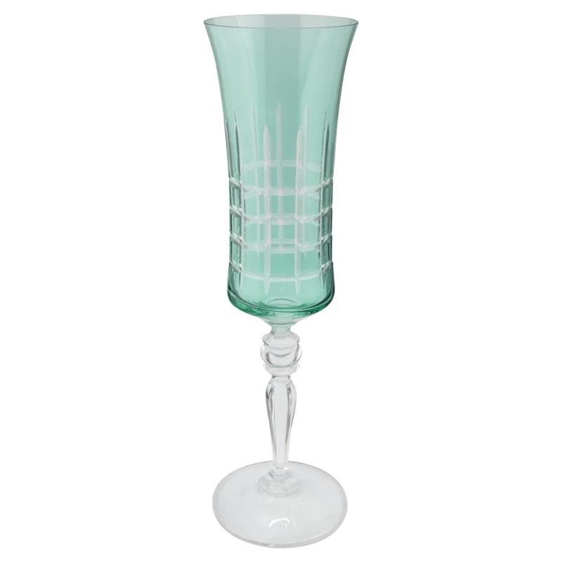 Taça P/champanhe Bohemia Grace Lap. Cristal 190ml Verde Gris