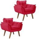 Ver imagem 1 de Kit 2 Poltronas Opalla Pés Palito 1 Lugar D Salla Suede Vermelho