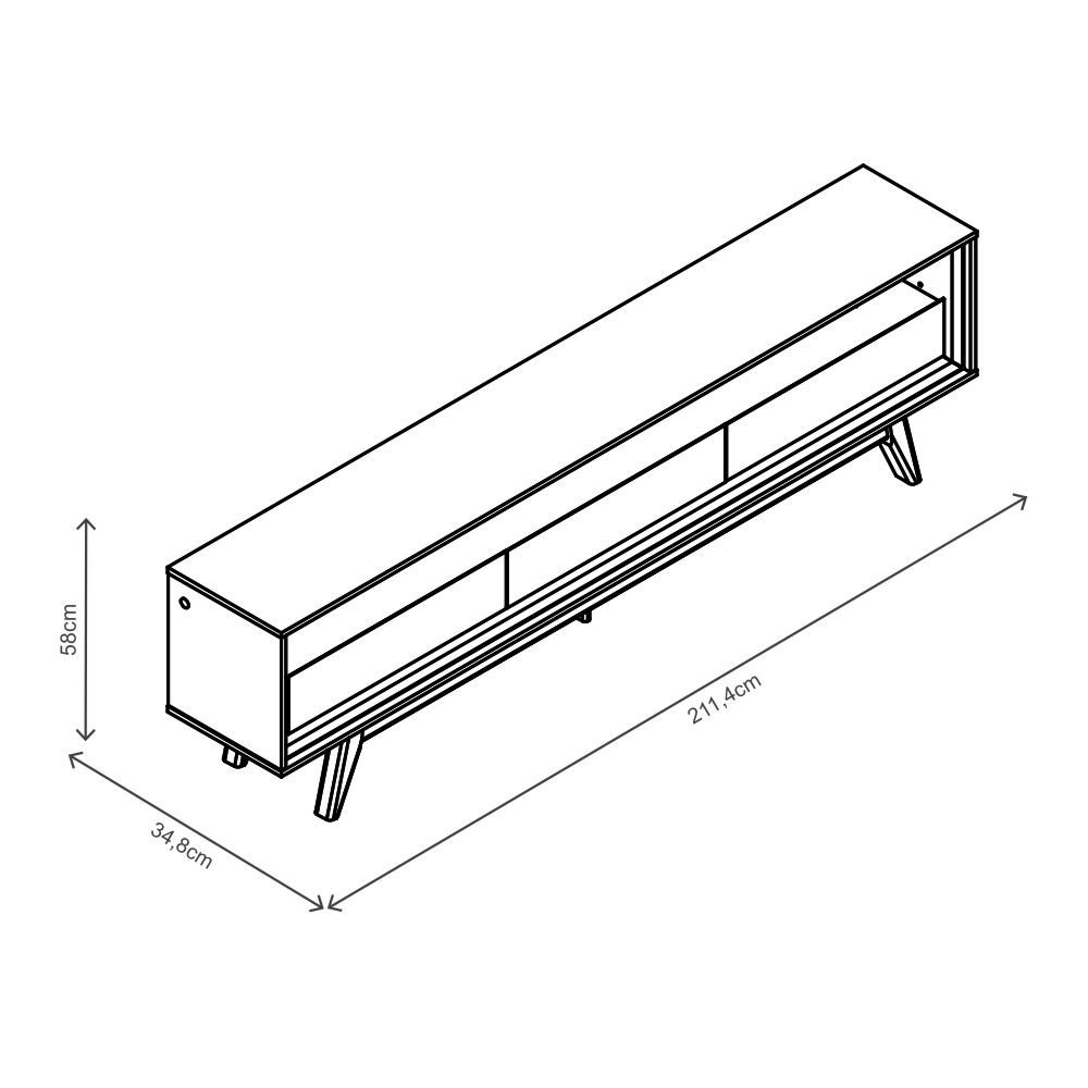 Rack Bancada 2,12m para TVs Até 85 Polegadas Com Led e Pés - Requinte - Naturale/Off White GELIUS - 5