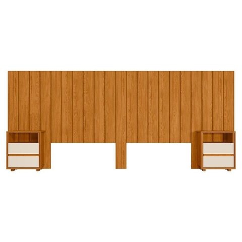 Cabeceira Extensivel com 2 Mesas Laterais Mdf Frida 315 Cm Cinamomo Off White Madetec