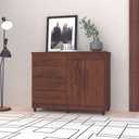 Ver imagem 5 de Cômoda Sapateira Sirius 2 Portas 5 Gavetas Imbuia Rústico Vr