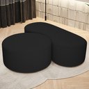 Ver imagem 1 de Kit Puff Redondo Lola e Puff Recamier Orgânico Orbit W01 Bouclê Preto - Lyam Decor
