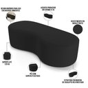Ver imagem 5 de Kit Puff Redondo Lola e Puff Recamier Orgânico Orbit W01 Bouclê Preto - Lyam Decor