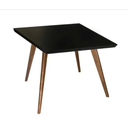 Ver imagem 1 de Mesa Quadrada Tampo Vidro Preto Pés Achatados 80x80cm Preto