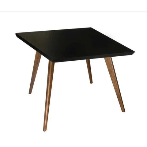 Mesa Quadrada Tampo Vidro Preto Pés Achatados 80x80cm Preto