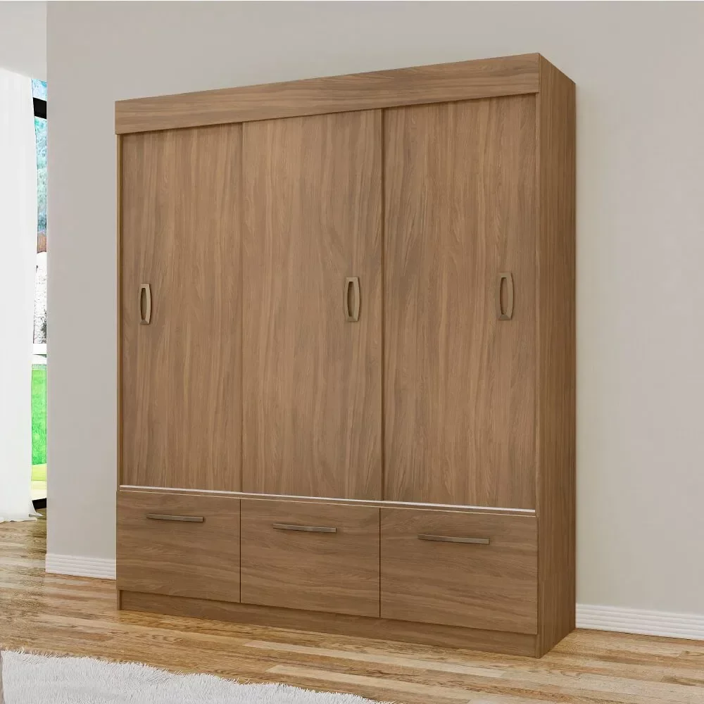 Guarda Roupa Casal Natal Mapi Móveis 5 Portas 1 Gaveta - Nogueira - 2