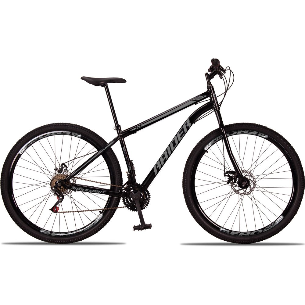 Bicicleta Sport Aro 29 Quadro 17 Aço 21 Marchas Freio Mecânico Preto Cinza - Raider - 2