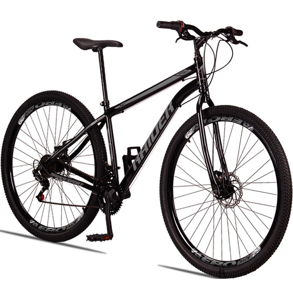 Bicicleta Sport Aro 29 Quadro 17 Aço 21 Marchas Freio Mecânico Preto Cinza - Raider - 1