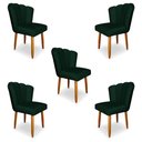Ver imagem 1 de Kit 5 Cadeiras de Jantar Pétala Estofada Pés Palito Veludo Verde - Montanaris Decor