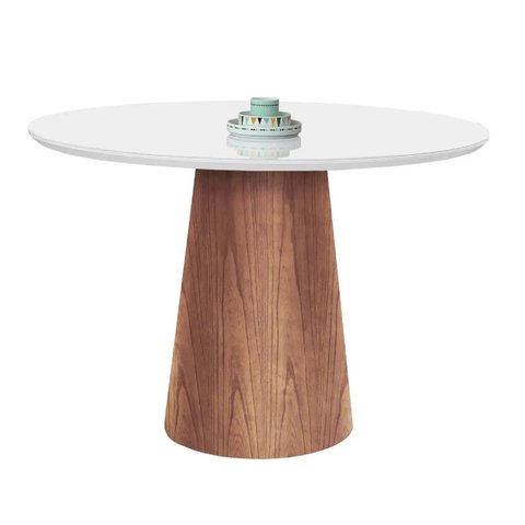 Tampo Redondo de Vidro Temperado Branco para Mesa 70cm