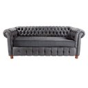 Ver imagem 3 de Dois Sofás Chesterfield Luiz XV 2,00M Suede Cinza Chumbo sala de estar/recepção/ barbearia