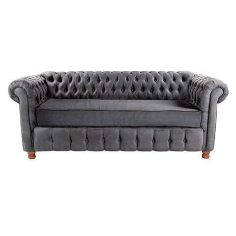 Dois Sofás Chesterfield Luiz XV 2,00M Suede Cinza Chumbo sala de estar/recepção/ barbearia