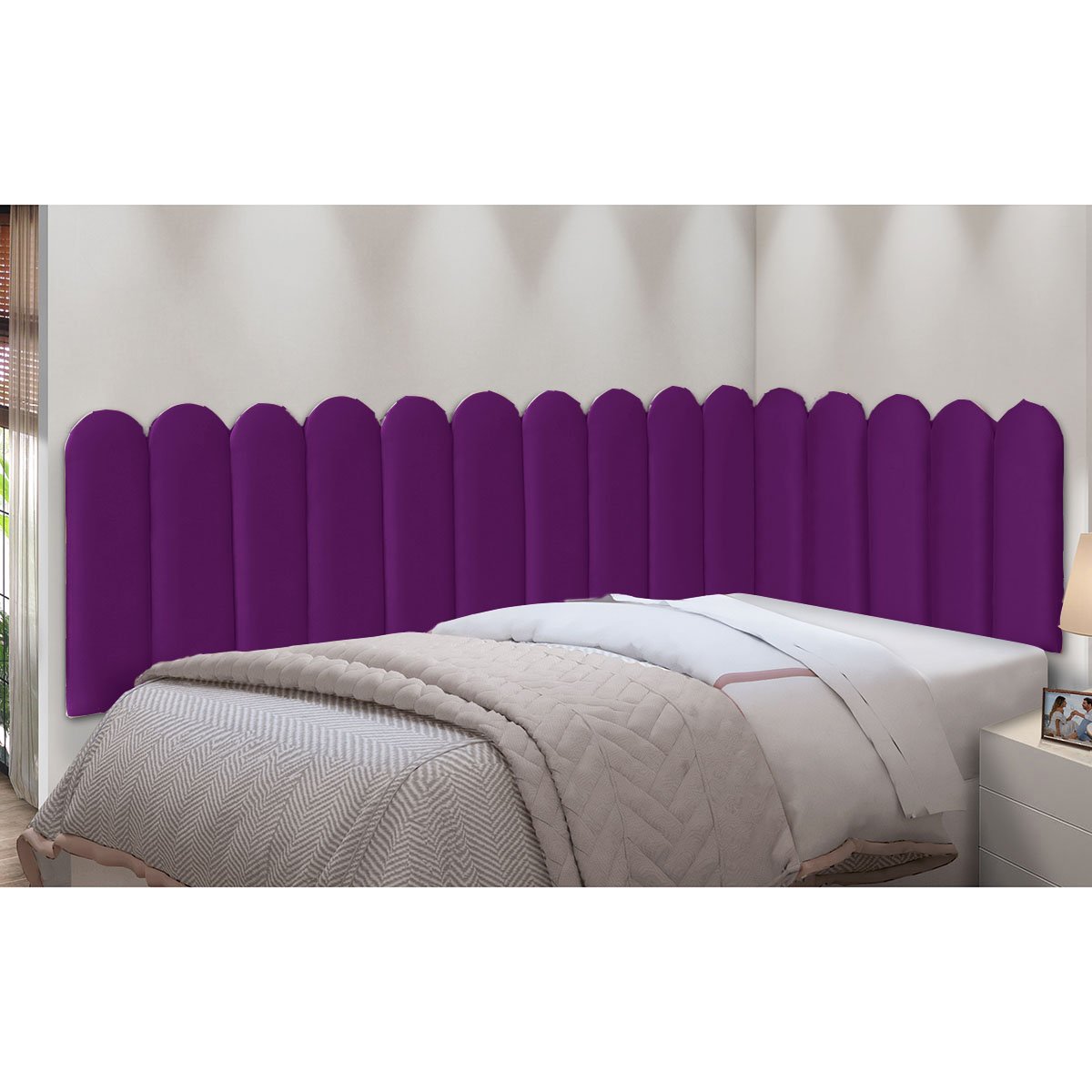 CABECEIRA PAINEL TEXAS MODULADO VELUDO CAMA SOLTEIRO 90cm Star