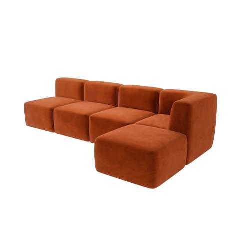 Sofá a Vácuo Modular Boucle Kit 5 Peças 1 Canto 3 Meio e 1 Chaise Espuma Premium Sala na Caixa 3,85m