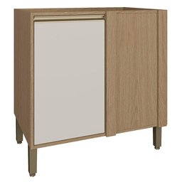 Balcão de Cozinha sem Tampo 1 Porta para Canto de Parede 80x58,5 cm Vitória Móveis Rimo Carvalho/Off - 1