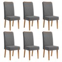 Ver imagem 1 de Kit com 6 Cadeiras de Jantar em MDF Encosto Bordado Giulia Cobre/Cinza