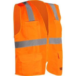 Colete Refletivo Bolso Laranja Ziper Cv109 - Vonder