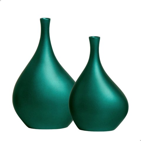 Dupla de Vasos Decorativos Garrafas Cristal Verde Éden Joelma Decorações