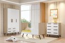 Ver imagem 2 de Berço Mini Cama Retrô - Carvalho Rústico/Branco - Qmovi