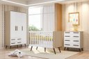 Ver imagem 1 de Berço Mini Cama Retrô - Carvalho Rústico/Branco - Qmovi