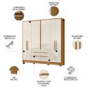 Ver imagem 3 de Guarda Roupa Casal 216cm 6 Portas Alabama Freijó/off Z17 - Mpozenato