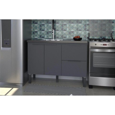 Gabinete de Cozinha Mdp 1,14 M – Elegância Moderna e Versatilidade:preto Fosco