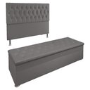 Ver imagem 1 de Kit Cabeceira e Calçadeira Baú Casal 1,40m Madrid Suede Cinza - Pallazio