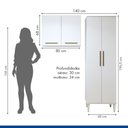 Ver imagem 4 de Lavanderia Modulada São Gonçalo 1 Armário Multiuso e Armário Aéreo - Kaiki Móveis Branco