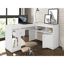 Mesa para Computador em L Nilo - Branco Fosco - Caemmun - 2