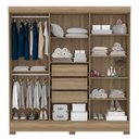 Ver imagem 5 de Cômoda London e Guarda Roupa Casal Prático Amêndola Touch com Espelho - Demóbile