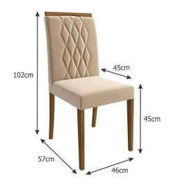 Kit 2 Cadeiras para Sala de Jantar Juliana - Madeira/Nude - 2