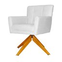 Ver imagem 3 de Poltrona Decorativa Onix Pés Giratório de Madeira Suede Branco - DS Estofados